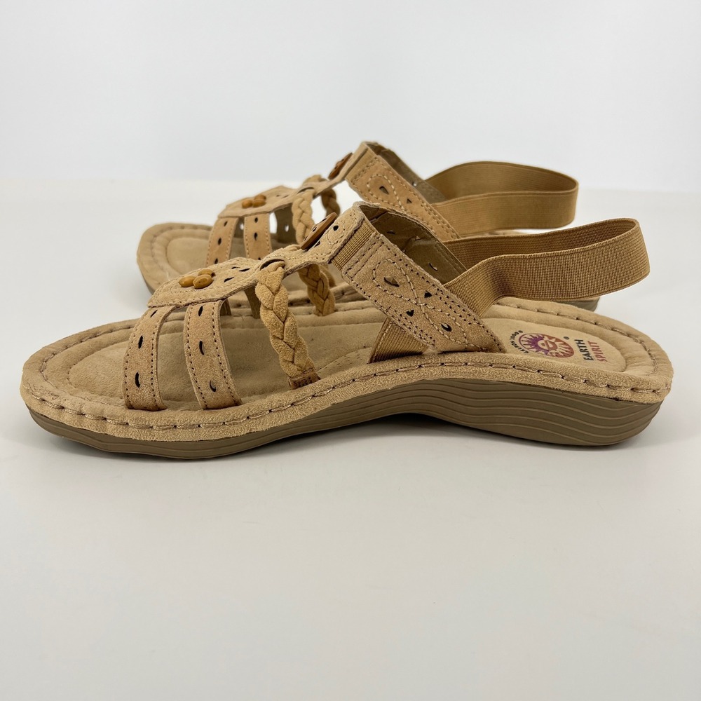 Earth Spirit Sandals Womens 10 Tan Boho Braided Slingback Andi Gelron 2000 - Picture 5 of 8